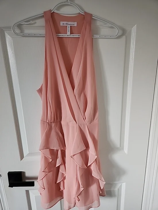 BCBGeneration Blush Pink Ruffle Mini Dress - Picture 4 of 5